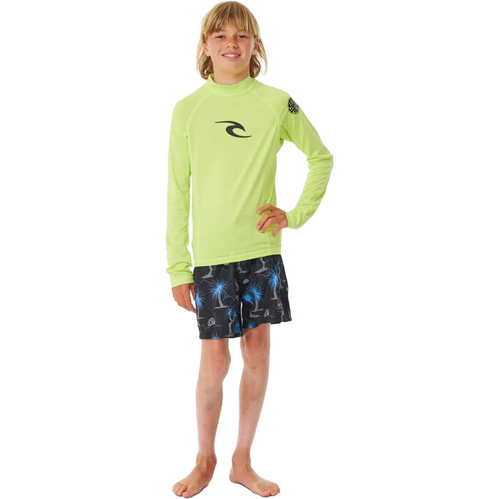 2024 Rip Curl Jungen Brand Wave UPF Long Sleeve Lycra Vest 122BRV - Lime